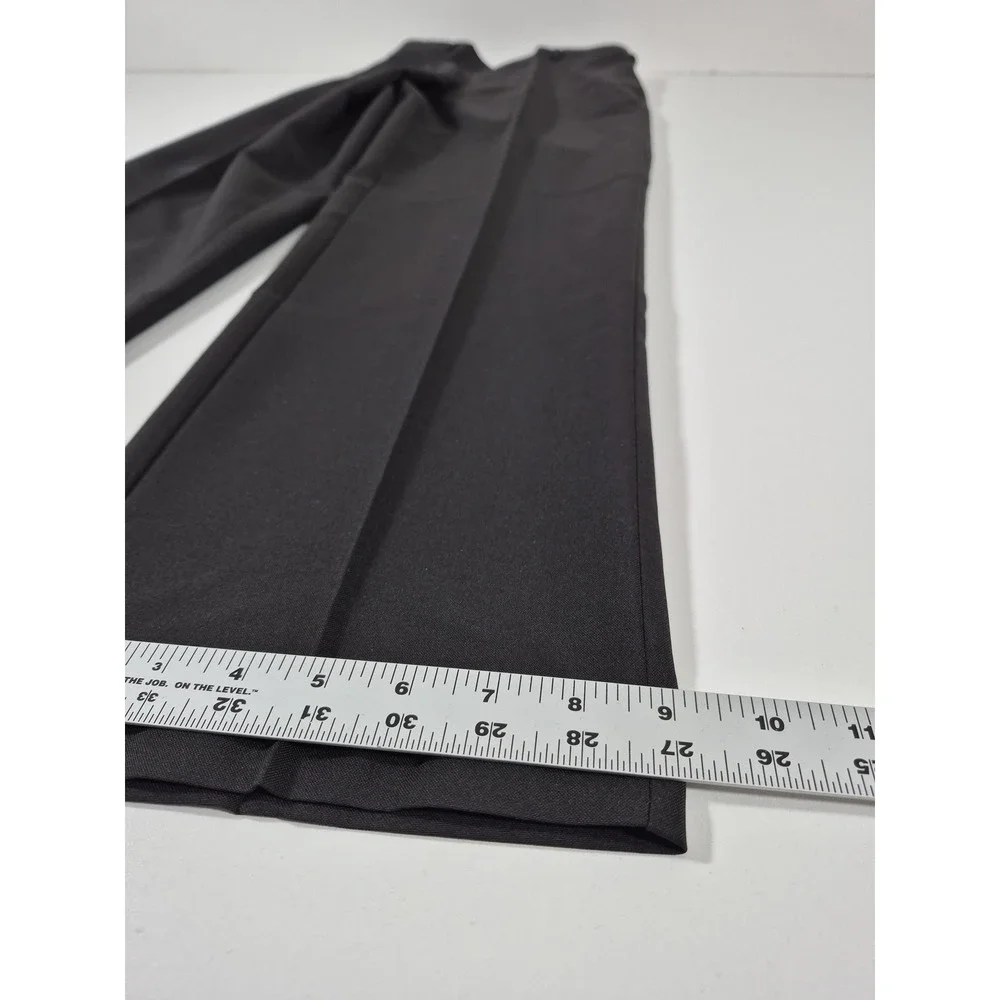 Career Gear Dress Pants Mens 28x32 Black Microfiber Flat Front Office Uniform